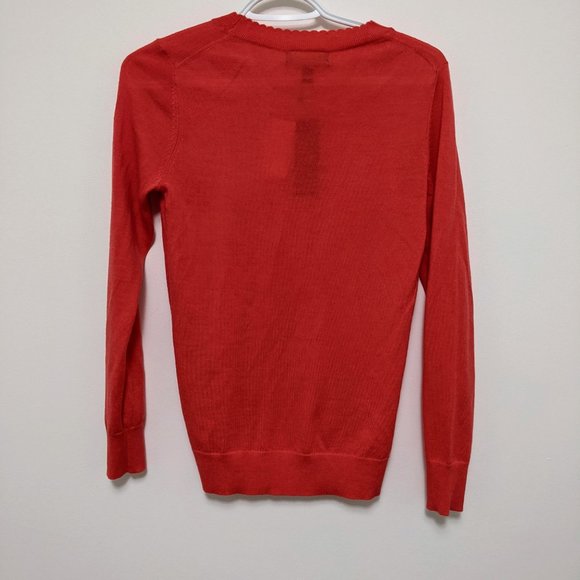 NWT Banana Republic Coral Red Merino Wool Sweater – Scalloped Neck - Picture 3 of 3